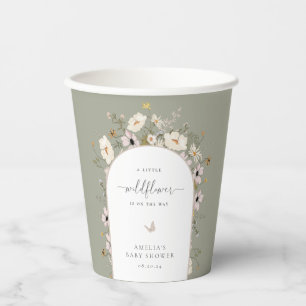 Gobelets En Papier Coupes de papier fleur sauvage Baby shower cadre