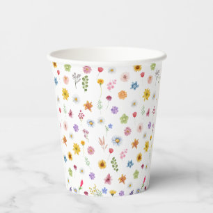 Gobelets En Papier Coupes de papier Fleur sauvage colorées et dynamiq
