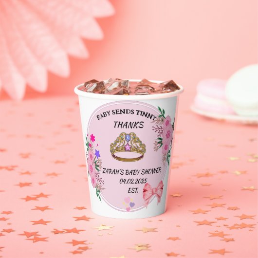 Gobelets En Papier COUPES DE PAPIER FLORALE baby shower ROSE (Insitu)