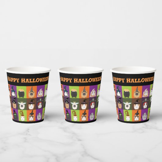 Gobelets En Papier Coupes de papier Halloween Cochons de Guinée (Multi)