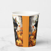 Gobelets En Papier Coupes de papier Halloween Kitten Citrouilles (Droite)