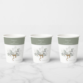 Gobelets En Papier Coupes de papier Mariage Sage Green Eucalyptus Cha