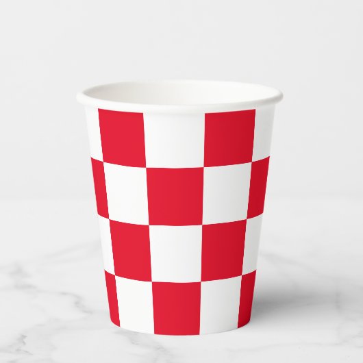 Gobelets En Papier Coupes de papier modernes Red Croate Checkers (Recto)
