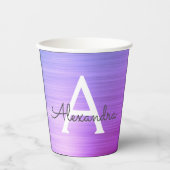Gobelets En Papier Coupes de papier monogramme stylées en métal viole (Recto)