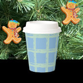 Gobelets En Papier Coupes de papier Motif Blue et Mint Green Grid