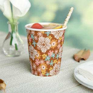 Gobelets En Papier Coupes de papier Motif Fleur Été Rétro