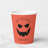 Gobelets En Papier Coupes de papier orange Citrouille Jack-o'-lantern (Recto)