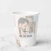 Gobelets En Papier Coupes de papier photo Mariage Monogramme (Verso)