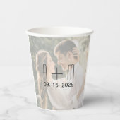 Gobelets En Papier Coupes de papier photo Mariage Monogramme (Recto)