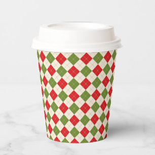 Gobelets En Papier Coupes de papier plat Festif Vert et Rouge Jacquar