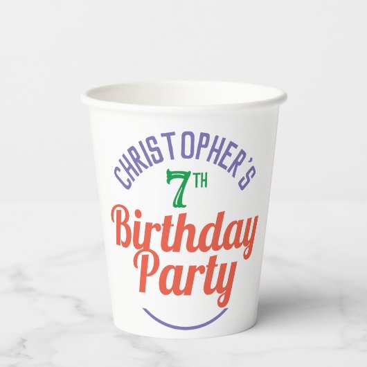 Gobelets En Papier Coupes de papier pour enfants pour le 7e anniversa (Verso)