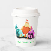 Gobelets En Papier Coupes de papier pour poulets amusantes - Texte pe (Verso)