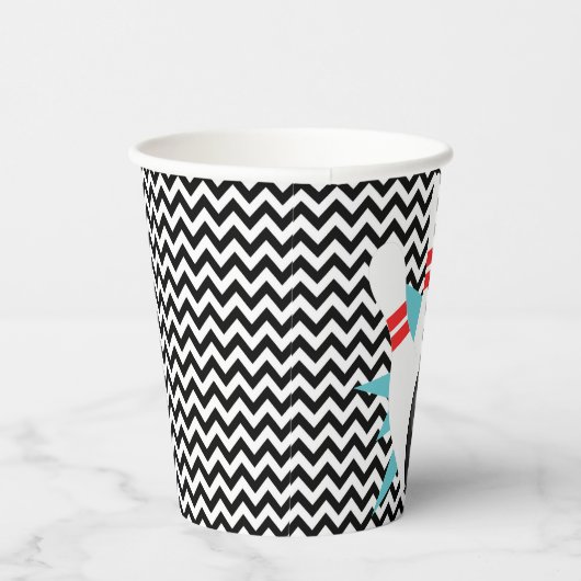 Gobelets En Papier Coupes de papier Retro Chevron Bowling Party (Droite)
