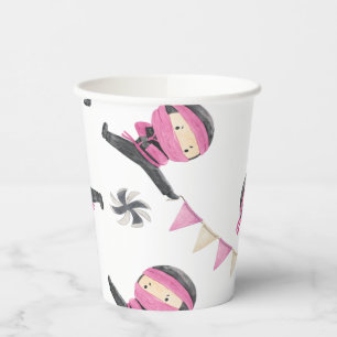 Gobelets En Papier Coupes de papier rose Ninja Party