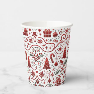 Gobelets En Papier Coupes de papier rouge blanc de Noël