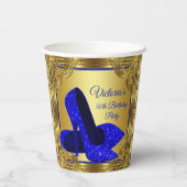 Gobelets En Papier Coupes de papier Royal Blue Gold pour fête d'anniv (Verso)