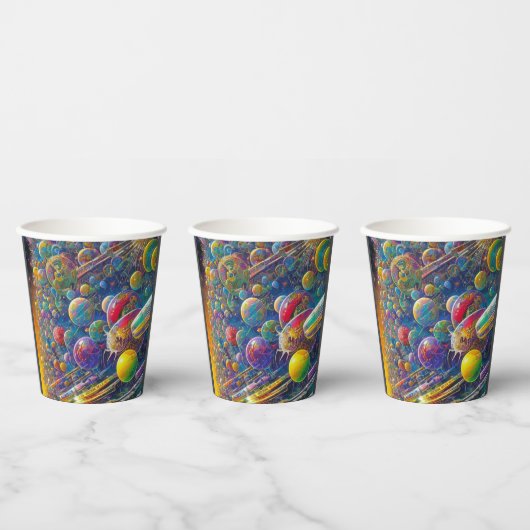 Gobelets En Papier Coupes de papier Space Race (Multi)