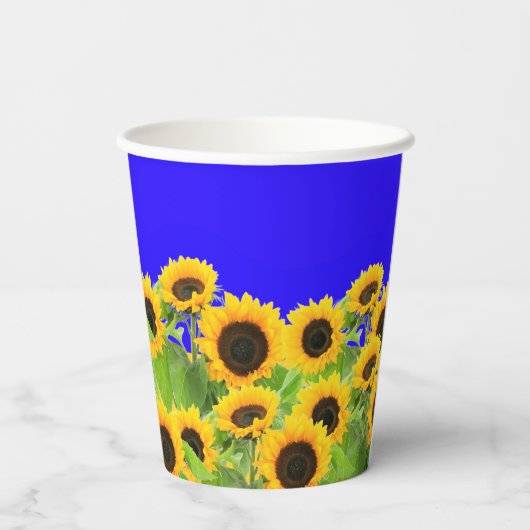 Gobelets En Papier Coupes de papier tournesol couleurs drapeau ukrain (Verso)