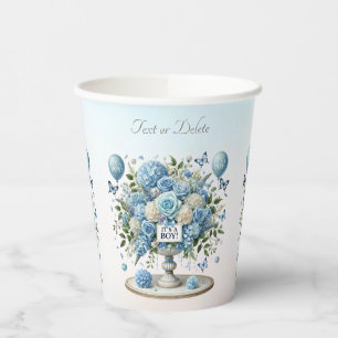 Gobelets En Papier Coupes de papier Vase Floral Bleu Blanc
