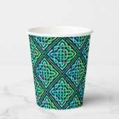 Gobelets En Papier Coupes de papier vert bleu monogramme Celtic