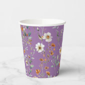 Gobelets En Papier Coupes de papier violet fleur sauvage d'aquarelle (Gauche)