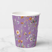 Gobelets En Papier Coupes de papier violet fleur sauvage d'aquarelle (Recto)