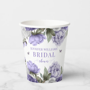 Gobelets En Papier Coupes de papier violet violet à fleurs nuptiales