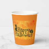 Gobelets En Papier Coupes éffrayantes en papier Halloween Chat Noir (Verso)