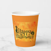 Gobelets En Papier Coupes éffrayantes en papier Halloween Chat Noir (Recto)