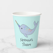 Gobelets En Papier Coupes en papier arc-en-ciel Narwhal (Verso)