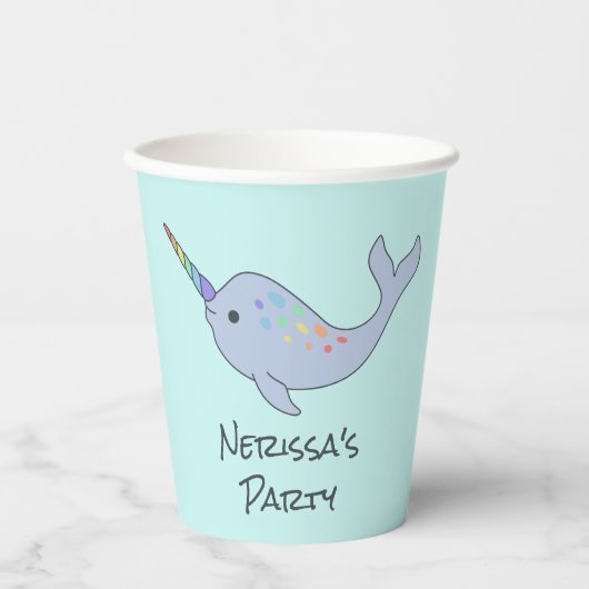 Gobelets En Papier Coupes en papier arc-en-ciel Narwhal (Recto)
