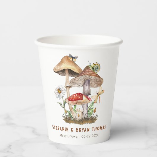 Gobelets En Papier Coupes en papier Baby shower de champignons d'aqua (Verso)