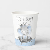 Gobelets En Papier Coupes en papier Baby shower Prince Elephant (Verso)