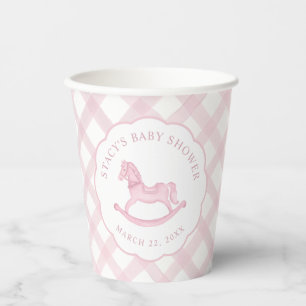 Gobelets En Papier Coupes en papier Baby shower rose Cheval Fille