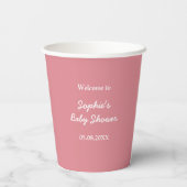 Gobelets En Papier Coupes en papier Baby shower rose pâle (Verso)