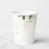 Gobelets En Papier Coupes en papier Baby shower vert et or moderne (Droite)