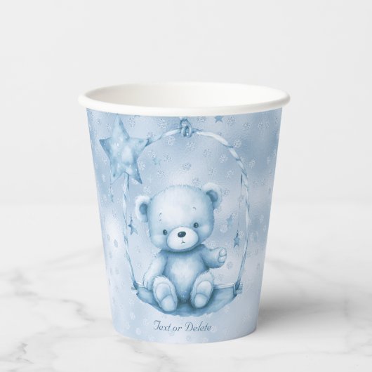 Gobelets En Papier Coupes en papier bleu Teddy Bear (Recto)