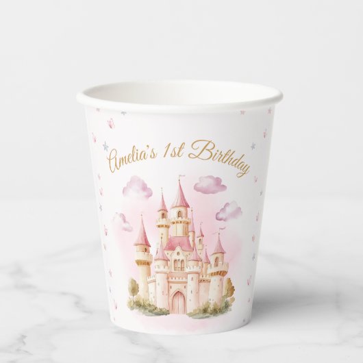 Gobelets En Papier Coupes en papier d'anniversaire Pink Princess Cast (Recto)