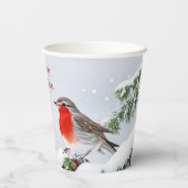 Gobelets En Papier Coupes en papier de Noël Red Robin (Verso)