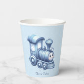 Gobelets En Papier Coupes en papier de train bleu (Verso)