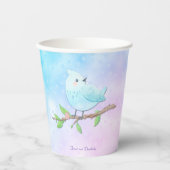 Gobelets En Papier Coupes en papier d'oiseaux bleues (Recto)