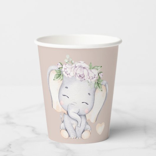 Gobelets En Papier Coupes en papier Elephant Baby Schouwer (Verso)