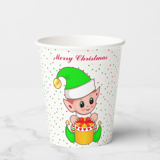 Gobelets En Papier Coupes en papier Elf & Confetti de Noël mignonnes (Verso)