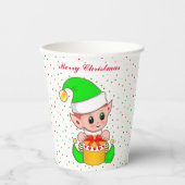 Gobelets En Papier Coupes en papier Elf & Confetti de Noël mignonnes (Recto)