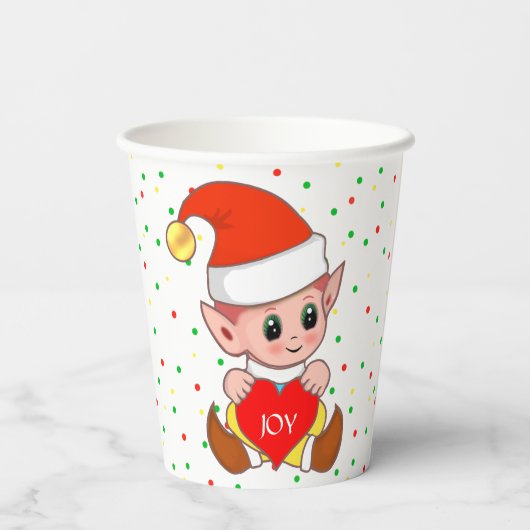 Gobelets En Papier Coupes en papier Elf & Confetti de Noël mignonnes (Verso)
