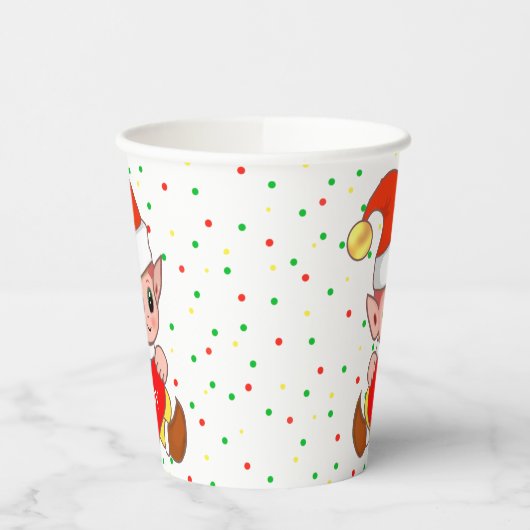 Gobelets En Papier Coupes en papier Elf & Confetti de Noël mignonnes (Gauche)