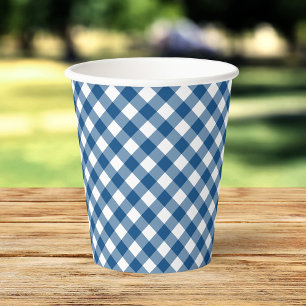 Gobelets En Papier Coupes en papier En vichy bleu