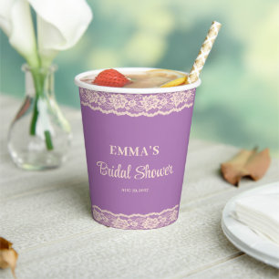 Gobelets En Papier Coupes en papier Fête des mariées dentelle violett