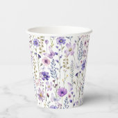 Gobelets En Papier Coupes en papier floral Fleur sauvage pourpre au p (Verso)