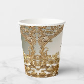 Gobelets En Papier Coupes en papier floral orné d'or moderne (Recto)